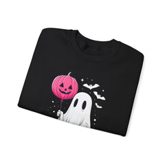 Pink Balloon Halloween Ghost Sweater | Unisex Crewneck Sweatshirt for Cozy Autumn Nights, Halloween Party, Spooky