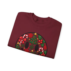 Christmas Smiley Crewneck Sweatshirt — Festive Holiday Smile Graphic