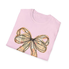 Vintage Newspaper Print Pen & Ink Bow T-Shirt