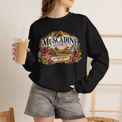 Muscadine Vineyard Crewneck Sweatshirt — Vintage Grape Winery Graphic - Southern Heritage