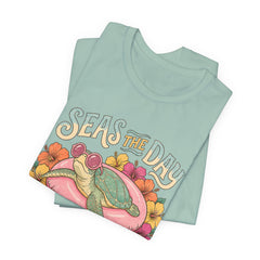 Seas the Day Turtle Tee — Vintage Floral Beach T-Shirt