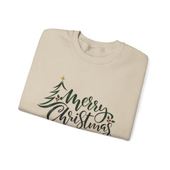 "Merry Christmas" Crewneck, Unisex Sweater, Winter Fashion, Festive Apparel, Holiday Gift, Christmas tree