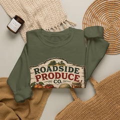 Roadside Produce Co. Crewneck Sweatshirt — Vintage Farmstand Graphic- Southern Heritage