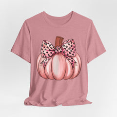 Cute Pink Pumpkin Graphic Tee for Fall, Autumn Shirt, Halloween Top, Harvest Celebration T-Shirt, Seasonal Apparel, Gift Idea