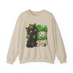 St. Patrick’s Black Cat Sweatshirt  "Pinch Me, Lose a Finger" Graphic Crewneck