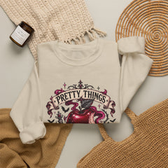 Crewneck Sweatshirt — “Pretty Things Can Be Poison” Gothic Apple Graphic