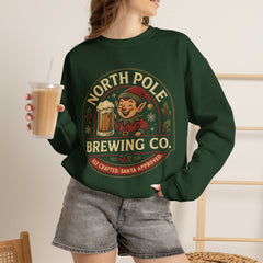 North Pole Brewing Co. Holiday Sweatshirt, Christmas Gift, Unisex Cozy Crewneck, Winter Apparel, Elf Festive Casual Wear