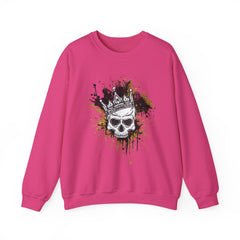 Skeleton King Crewneck Sweatshirt w/Black & Gold Splatter Design