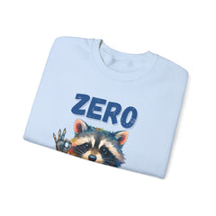 Crewneck Sweatshirt — "Zero Fluffs Given" Raccoon Holiday Gildan Crewneck