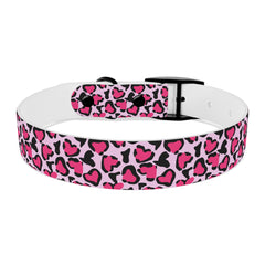 Dog Collar- Pink Leopard Print Hearts