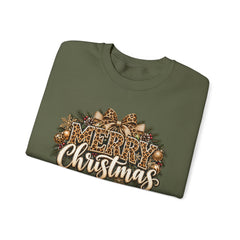 Merry Christmas Vintage Pinecone Design- Leopard Print