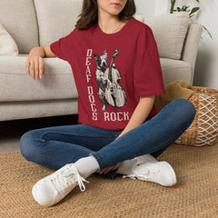 FB Rockstar Dog Unisex T-Shirt - Deaf Dogs Definitely Rock White Upright Bass Design