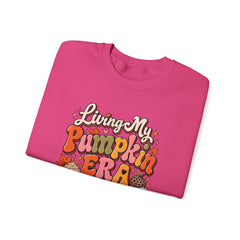 Pumpkin Era Crewneck Sweatshirt — "Living My Pumpkin Era" Fall Graphic Sweatshirt