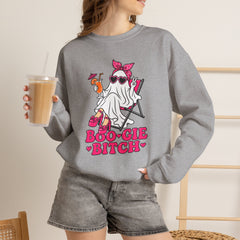 Boo-gie Bitch Ghost Crewneck Sweatshirt — Cute Retro Halloween Graphic