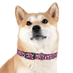 Dog Collar- Pink Leopard Print Hearts