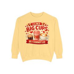 Coffee Lover Sweatshirt — “I Like Big Cups & I Cannot Lie” Graphic Crewneck