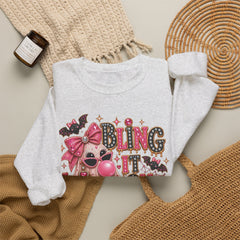 'Bling It On Boo' Pink Ghost Halloween Crewneck Sweatshirt