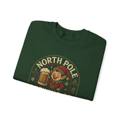 North Pole Brewing Co. Holiday Sweatshirt, Christmas Gift, Unisex Cozy Crewneck, Winter Apparel, Elf Festive Casual Wear