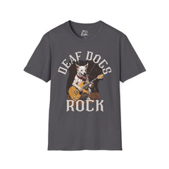 Rockstar Dog Bass Guitar Unisex T-Shirt - Deaf Dogs Definitely Rock on Electric Guitars Design