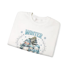 Winter Wonderland with Snowmen - Crewneck Sweatshirt -  Blue Design