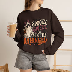 "Spooky Sweet Slightly Unhinged" Halloween Ghost Sweatshirt