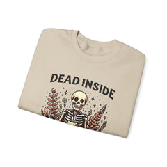 Skeleton Coffee Sweatshirt, Dead Inside But Caffeinated Crewneck, Halloween Gift, Unisex Fall Apparel, Cozy Lounge Wear
