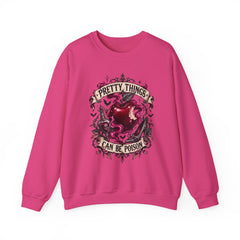 Crewneck Sweatshirt — “Pretty Things Can Be Poison” Gothic Apple Graphic