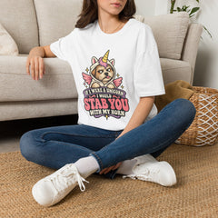 "If I Were a Unicorn I Would Stab You With My Horn" Funny Graphic Tee