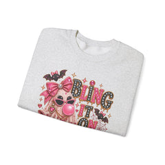 'Bling It On Boo' Pink Ghost Halloween Crewneck Sweatshirt