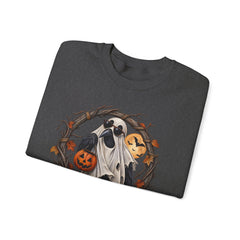 Halloween Ghost Crewneck Sweatshirt – 'Fuh-Cawf' Spooky Pumpkin Design