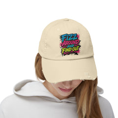 Fizz Around and Find Out Unisex Distressed Cap, Casual Hat, Trendy Headwear, Fizz Jewelry Reveals