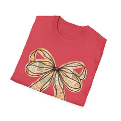 Vintage Newspaper Print Pen & Ink Bow T-Shirt