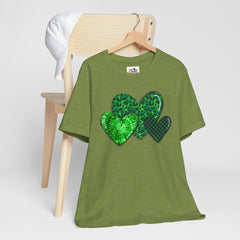 Green Hearts St. Patrick's Day Tee - Unisex Short Sleeve Shirt / Christmas