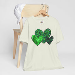 Green Hearts St. Patrick's Day Tee - Unisex Short Sleeve Shirt / Christmas