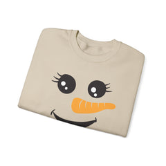 Happy Snowman Crewneck Sweatshirt | Winter Apparel, Christmas Gift, Cozy Sweater, Holiday Clothing, Carrot Nose Design