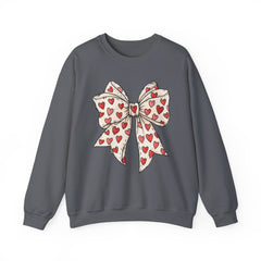Valentine Heart Bow Sweatshirt — Cute Ribbon Graphic Crewneck