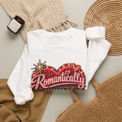 Romantically Unavailable Crewneck Sweatshirt — Retro Heart Neon Sign Valentine Graphic