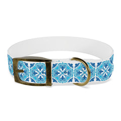 Dog Collar- Blue Mexican Talavera Tile Print