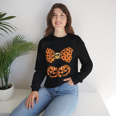Halloween Pumpkin Bow Sweatshirt, Fall Fashion, Cozy Crewneck, Unisex Sweatshirts, Holiday Apparel, Seasonal Gift