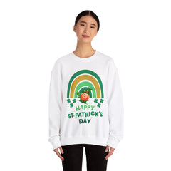 St. Patrick's Day Unisex Crewneck Sweatshirt - Happy Leprechaun Rainbow Design