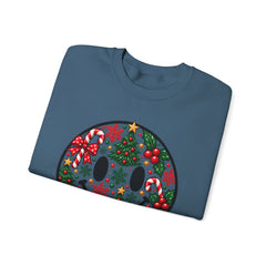 Christmas Smiley Crewneck Sweatshirt — Festive Holiday Smile Graphic