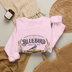 Bluebird Biscuit Co. Crewneck Sweatshirt — Vintage Bakery Logo Pullover