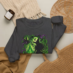 Witch Silhouette Forest Crewneck Sweatshirt – Green Gothic Witchy Art - Wicked