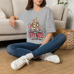 "If I Were a Unicorn I Would Stab You With My Horn" Funny Graphic Tee