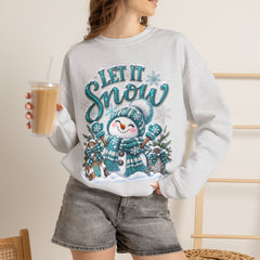 Let It Snow Snowman Crewneck Sweatshirt — Cozy Holiday Winter Pullover