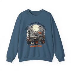 Spooky Adventure Sweatshirt - Jeepin' Through the Spooky Season, Unisex Crewneck, Fall Apparel, Halloween Gift, Cozy Halloween Wear