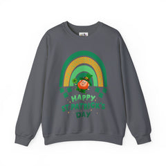 St. Patrick's Day Unisex Crewneck Sweatshirt - Happy Leprechaun Rainbow Design