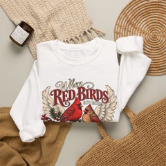 Red Birds Are Angels Crewneck Sweatshirt — Memorial Cardinal Tribute Sweater- Christmas Vibes