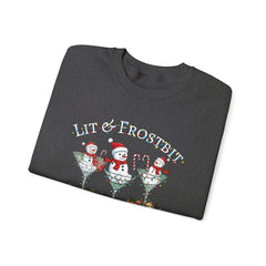 Lit & Frostbit Design | Festive Christmas Martinis, Winter Parties, Snowman Apparel, Christmas Party Sweatshirt