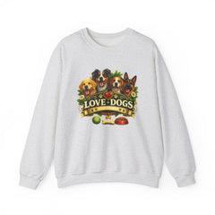 Love Dogs Crewneck Sweatshirt — Cute Paw Print & Dog Portraits Graphic